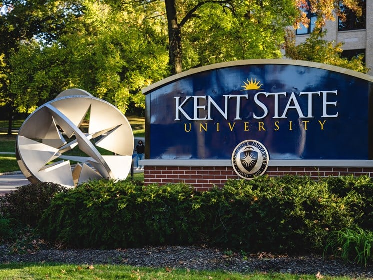 Kent state university sign at Jordan Court Apartments, Integrity Realty, Kent, OH